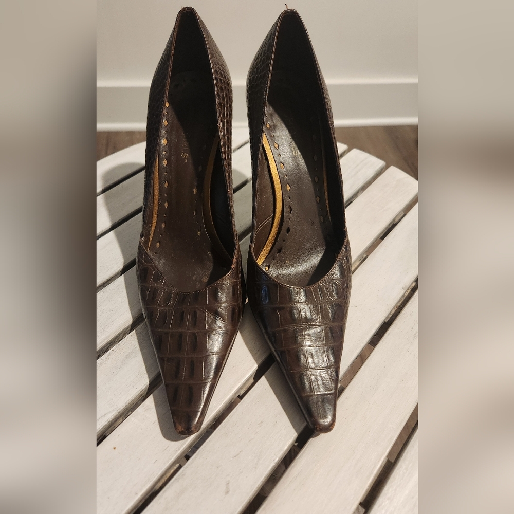 BCBGirls Dark Brown Crocodile Pattern Heels